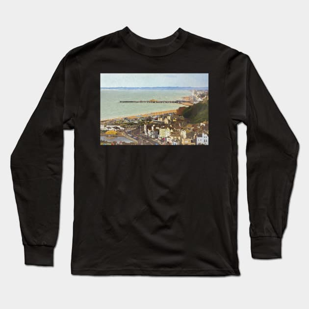 Hastings From Above as Digital Art Long Sleeve T-Shirt by IanWL